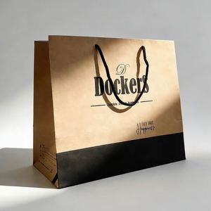 <b>Biodegradable</b> Wholesale Custom Logo Printed Clothing Shopping Market Retail Tote Brown Kraft Paper Bag <b>Packaging</b> With Handles - Product Image 3