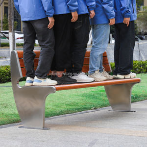 Precio de fábrica Banco Silla de parque Asiento de banco al aire libre con respaldo Patio de madera natural Banco público de ocio - Product Image 4