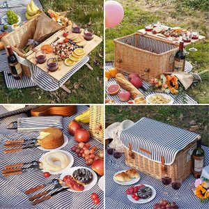 <span class=keywords><strong>Cesta</strong></span> de <span class=keywords><strong>picnic</strong></span> para 4 personas, juego de regalo tejido de <span class=keywords><strong>mimbre</strong></span> con mesa pequeña/cubiertos/mantel, nueva <span class=keywords><strong>cesta</strong></span> de almacenamiento de <span class=keywords><strong>Amazon</strong></span> - Product Image 4