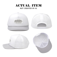 Casquette de sport perforée à 5 panneaux avec cordon personnalisé, patch en caoutchouc PVC et logo sur mesure, imperméable