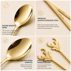 Juego de Cucharas de Acero Inoxidable 304 para Regalo de Navidad, Diseño Clásico de Cabeza de Alce, Cuchara para Café, Cuchara para Frutas, Duraderas, Aptas para Lavavajillas - Product Image 3