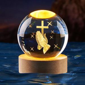 ลูกแก้วคริสตัลรูปไม้กางเขนพระเยซูแบบกำหนดเอง สลักด้วยเลเซอร์ 3 มิติ ของตกแต่งไฟกลางคืน ของที่ระลึก MH-Q0201 - Product Image 5