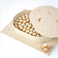 Boîtes à chocolat et bonbons de luxe brodées libellule, emballage ovale à rabat, décoration en lin, pour desserts, dattes, cadeau Ramadan