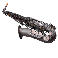 Saxofón Alto Eb de Latón Liso HUAYUN con Acabado Negro Carbón Mate, Instrumento de Viento Ajustable y de Fácil Instalación