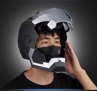 Casco Eléctrico Inteligente para Adultos con Máscara Facial Completa, Control Remoto, Luz y Sonido