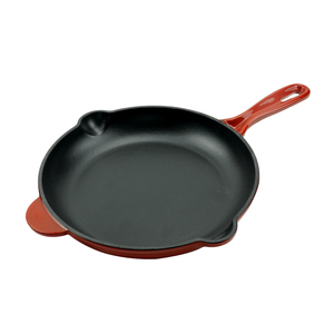 Poêle à frire classique ronde en <span class=keywords><strong>fonte</strong></span> <span class=keywords><strong>émaillée</strong></span> antiadhésive de 26,5 cm avec poignée d'aide et bec verseur, design tendance - Product Image 1