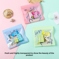 Sachets refermables à fermeture éclair avec imprimé dessin animé et fenêtre transparente, marque XS, sacs en plastique personnalisables pour bonbons, bijoux, petits cadeaux