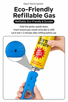 Briquet utilitaire rechargeable à longue tige, multicolore, allumage par pression sécurisé, pour barbecue, cheminée, bougie, cuisinière, foyer