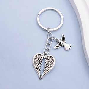 빈티지 수호 천사 펜던트 열쇠 고리 하트 모양의 날개 열쇠 고리 여성용 핸드백 매력 액세서리 열쇠 고리 - Product Image 4