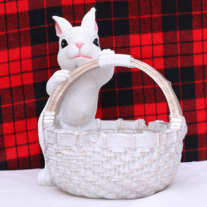 Wholesale New Creative Bamboo Basket with Resin Rabbit Decoration <strong>Easter</strong> <strong>Ornaments</strong> for Children - Product Image 5