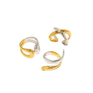 Stainless Steel <b>Ring</b> Geometric X-Shaped Double Band Women's Fashion Jewelry Gift - Product Image 5