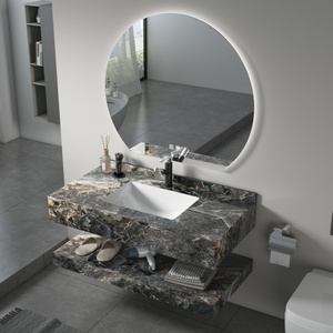 <span class=keywords><strong>Muebles</strong></span> de <span class=keywords><strong>Baño</strong></span> Modernos de Alta Calidad, Impermeables, con Gabinetes de Losa de Roca Montados en la Pared y Espejo LED - Product Image 1