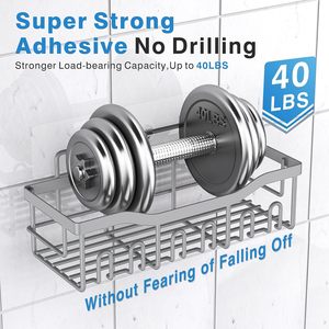 Modern <b>Kitchen</b> Bathroom Shower Caddy <b>Shelf</b> Organizer Soap Dish Wall-Mounted Iron Storage <b>Shelf</b> Easy Corner No Drilling Required - Product Image 3