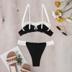 Traje de Baño de Dos Piezas con Push-Up, Estilo Bandeau, Bikini Brasileño Sólido, Servicio OEM Personalizado - Product Image 4