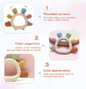 Gran oferta, mordedor sensorial para bebé, juguete masticable de 0 a 6 meses, juego de regalo para bebé, juguetes para niños recién nacidos, producto de silicona, anillo mordedor para bebé - Product Image 5