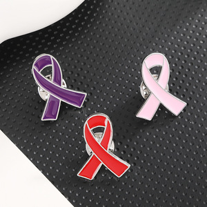 <b>Red</b> And Purple Ribbon Brooch Pin 20mm Commemorative Gift Accessory For Clothing - Product Image 5