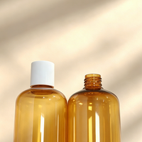 Botol Kosmetik Perawatan Kulit Plastik Coklat Kosong 500ml/16oz dengan Tutup Sekrup (Boston Round)