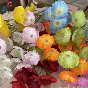 Fleurs de pavot en soie, couleurs mélangées, bouquet de mariage réaliste, fleurs artificielles à tenir à la main, style moderne - Product Image 5
