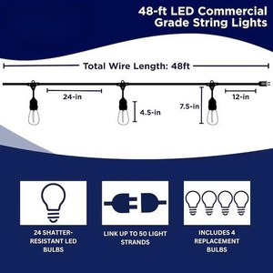 IP65 Waterproof Mini LED <b>String</b> Light 48ft 24 LED Warm White Plastic Wire Indoor Patio Bedroom Ambient <b>Lighting</b> - Product Image 5