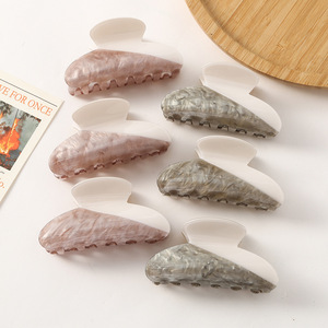 Korean Style Premium Color Block Hair Claw Clips New Acetate <b>Fan</b>-Shaped Shark Clips Crescent Hair Claws for Back <b>Head</b> - Product Image 1