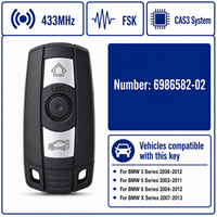 Clé télécommande pour BMW, 3 boutons, 315 MHz, 433 MHz, 868 MHz, système CAS3, transpondeur 46CHIP, entrée sans clé, FCCID KR55WK49127