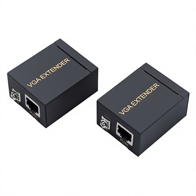 VGA to RJ45 Converter and Extension Adapter with Network Amplifier RJ45 Transmitter & Receiver for Home Routing Model Vga03