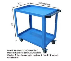 Carretilla Industrial de Acero Azul Lago con Cuatro Ruedas, Almacenamiento Multicapa, Carro Móvil - Product Image 4