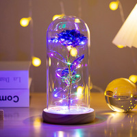 Magnifique cloche en verre borosilicate transparent avec base LED pour rose éternelle, décoration intérieure, mariage, anniversaire
