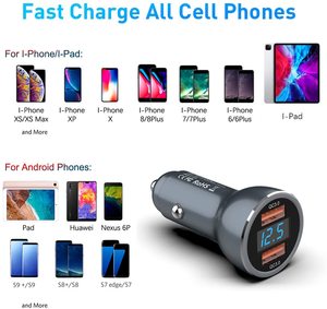 Doppia porta QC3.0 6A 36W caricabatteria per auto capacità di ricarica rapida accendisigari per iPhone per <span class=keywords><strong>Samsung</strong></span> 2x35W USB auto Char - Product Image 6