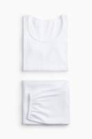 Sweethoney OEM – Ensemble de pyjama vintage blanc en coton peigné 100 % avec pointelle, tricot ajouré, manches longues, pour femme