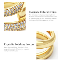 Double Couche Interlock CZ Band Rings Femmes Laiton Plaqué Or Étincelant AAA Zircon Bijoux Personnalisés Doigt Anillos Mujer