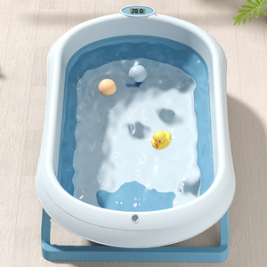 Bañera para bebé antideslizante, plegable, sin BPA, resistente, portátil, con termómetro incorporado, ahorra espacio, para el hogar y viajes. - Product Image 6