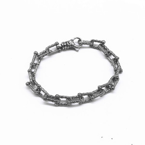 Yunnique Pulsera de cadena de plata tibetana en forma de U, joyería geométrica unisex de moda - Product Image 1