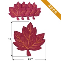 Natte de Table rouge à l'effigie de vos noms, lot de 4 sous-vêtements, gilet en feuille d'érable, décorations d'automne, pour Thanksgiving, broderie
