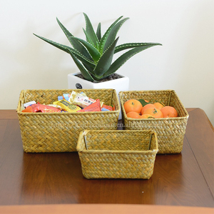 Durable Hand Made Natural Seagrass Toy Storage Bin Basket Sea Grass Picnic Basket Empty Gift Baskets