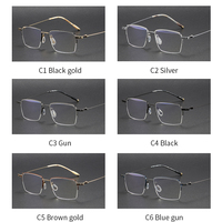 Montura de Gafas de Titanio 202311, Montura de Gafas Retro, Montura de Gafas de Media Montura para Hombre y Mujer, Ligeras, Ópticas