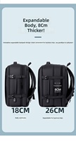 Sac d'ordinateur extensible grande capacité en PU imperméable avec fermeture éclair, compartiment sec/humide et port de chargement USB, idéal pour les voyages d'affaires