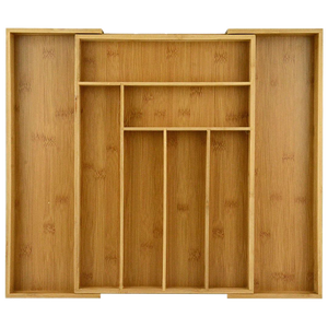 GOURMAID Kitchen Bamboo Expandable Utensils Organizer Bamboo Drawer Organizer