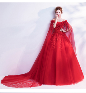 Vestido de noche rojo rosa con mangas largas, nueva colección 2026, vestido de novia para brindis, vestido de noche etéreo - Product Image 1