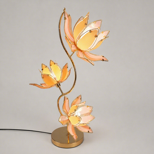 Lampe de table LED décorative vintage nordique avec commande tactile, abat-jour en verre et structure métallique, alimentation CA, culot E26, lampe de bureau de luxe - Product Image 1