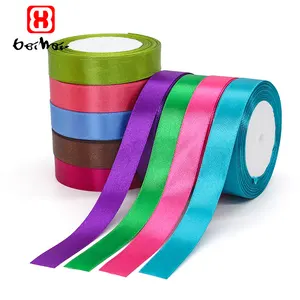 Polyester Satin Ribbon Factory Wholesale 100% Polyester 20 Mm Satin Ribbons Roll Accept Custom Printed Logo For Gift Wrapping