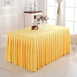 Wholesale plain pure polyester wedding party decoration table skirting designs banquet table skirt without top