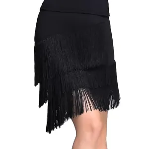 Falda de Baile Latino con Flecos <span class=keywords><strong>para</strong></span> <span class=keywords><strong>Mujer</strong></span>, Cintura Elástica, Dobladillo Irregular, <span class=keywords><strong>para</strong></span> Salsa, Samba y Baile Moderno - Product Image 4