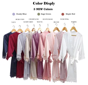 Kimono Pesta Pernikahan Wanita, Warna-warni Pakaian Malam Kimono Sutra Padat Renda Gaun Jubah Pengantin Satin