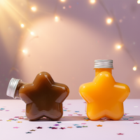 Bouteille de boisson en plastique en forme d'étoile mignonne avec logo personnalisé, 350 ml, 500 ml, avec bouchon à vis en aluminium, pour jus, thé au lait, soda, boisson
