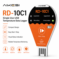 Registrador de Datos de Temperatura y Humedad Desechable USB AIKESI RD-10C1 con Clasificación IP67 y Resolución de 0.1°C para Instrumentos de Temperatura
