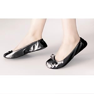 <span class=keywords><strong>Zapatillas</strong></span> de <span class=keywords><strong>Ballet</strong></span> Plegables Negras a Bajo <span class=keywords><strong>Precio</strong></span> con Estampado en la Bolsa - Product Image 2