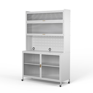 Armoire de rangement de cuisine autoportante avec portes, en métal, pour la vaisselle, idéale pour les maisons et appartements modernes - Product Image 6