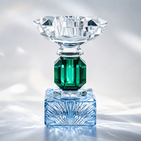 Porte-bougie en cristal facetté de luxe, élégant centre de table pour bougies chauffe-plat, idéal pour mariages, banquets, Noël, hôtels et décoration intérieure