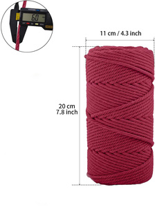 Cordon en coton naturel de 6 mm x 109 yards, corde torsadée à 4 brins avec anneaux de perles en bois pour suspension murale, support de plante, bricolage - Product Image 2